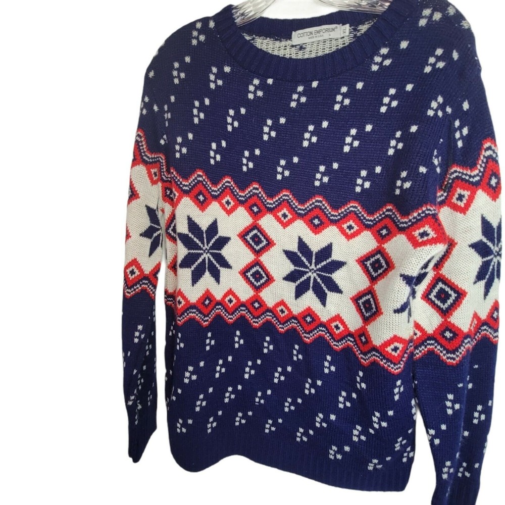 Vintage Fair‎ Isle Sweater Red White Blue Sweater Cotton Emporium XL